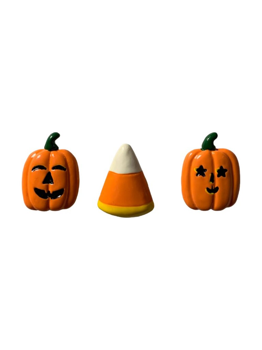 QUACKER FACTORY 3 Pc Candy Corn & Pumpkin Halloween Vintage 90s Button Covers